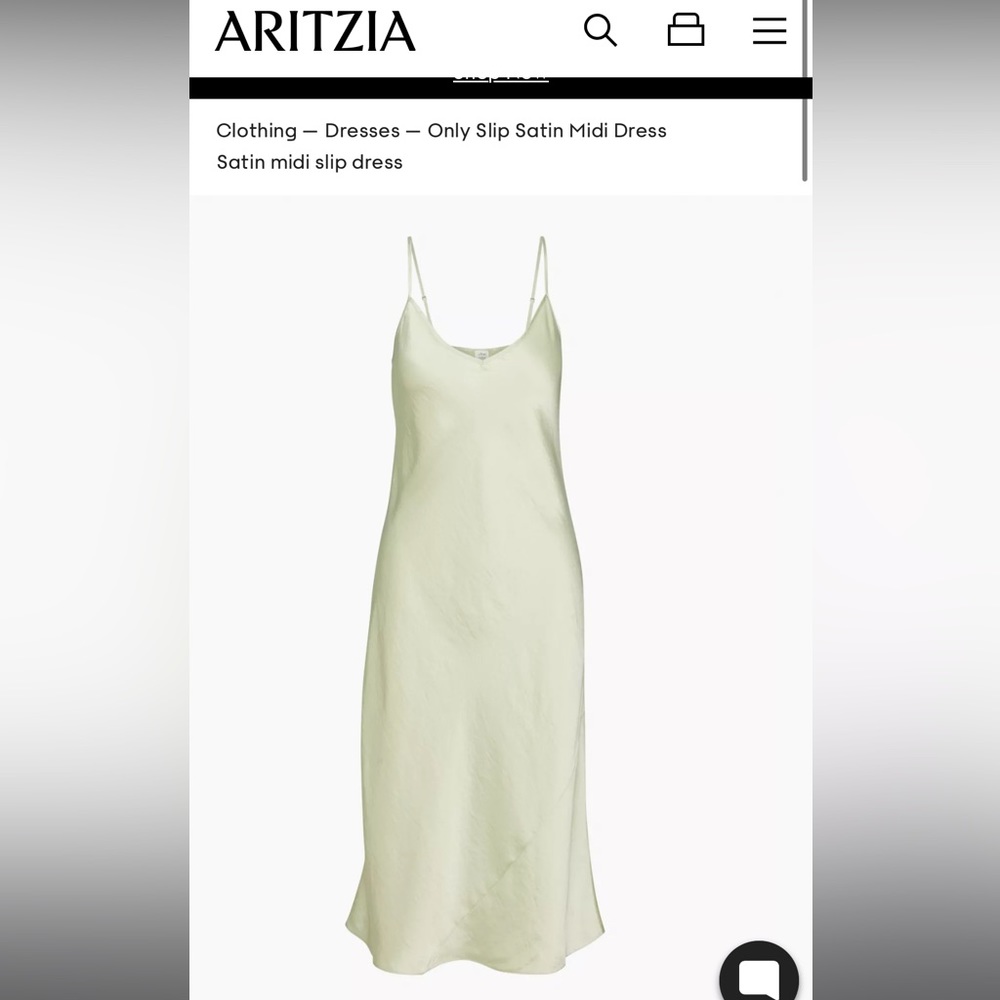 Aritzia Wilfred slip satin dress green